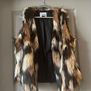 Multicolored faux fur vest